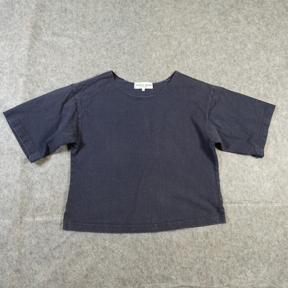 Apiece Apart Top Womens Small Boxy Navy Blue Cotton Tee Crew Neck Short Sleeve - Picture 1 of 9